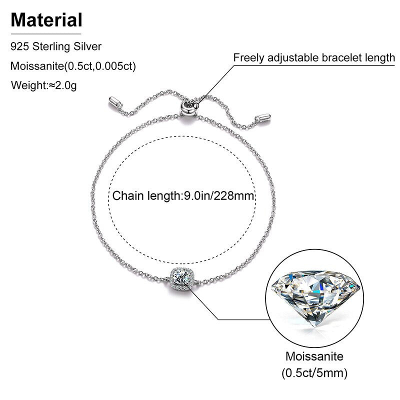 Ladies Genuine 0.5CT VVS Solid Sterling Silver Iced Luxury Bracelet