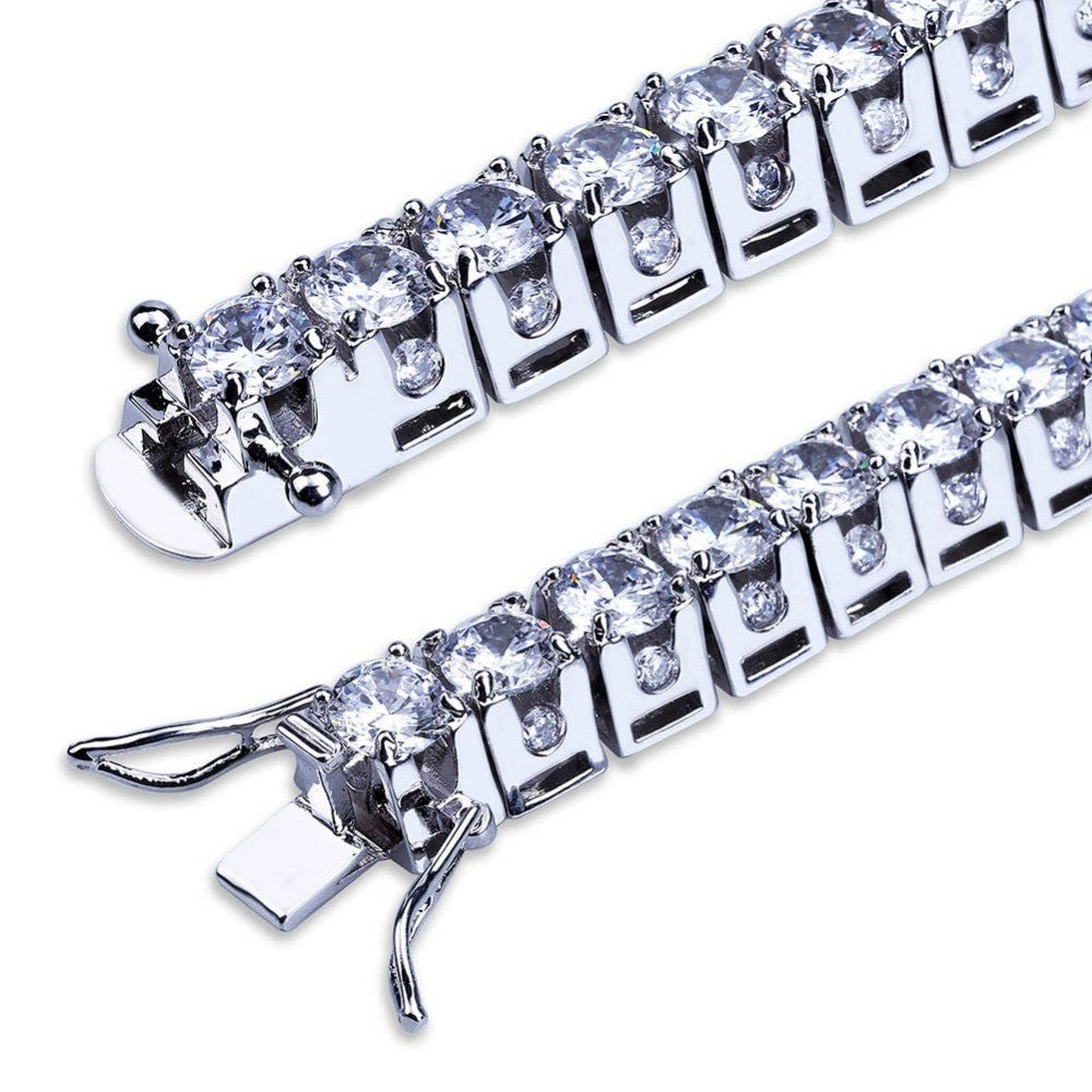 10mm Deep Set Flooded Ice 1 Row 14k Gold Silver Simulate Diamond Tennis Bracelet