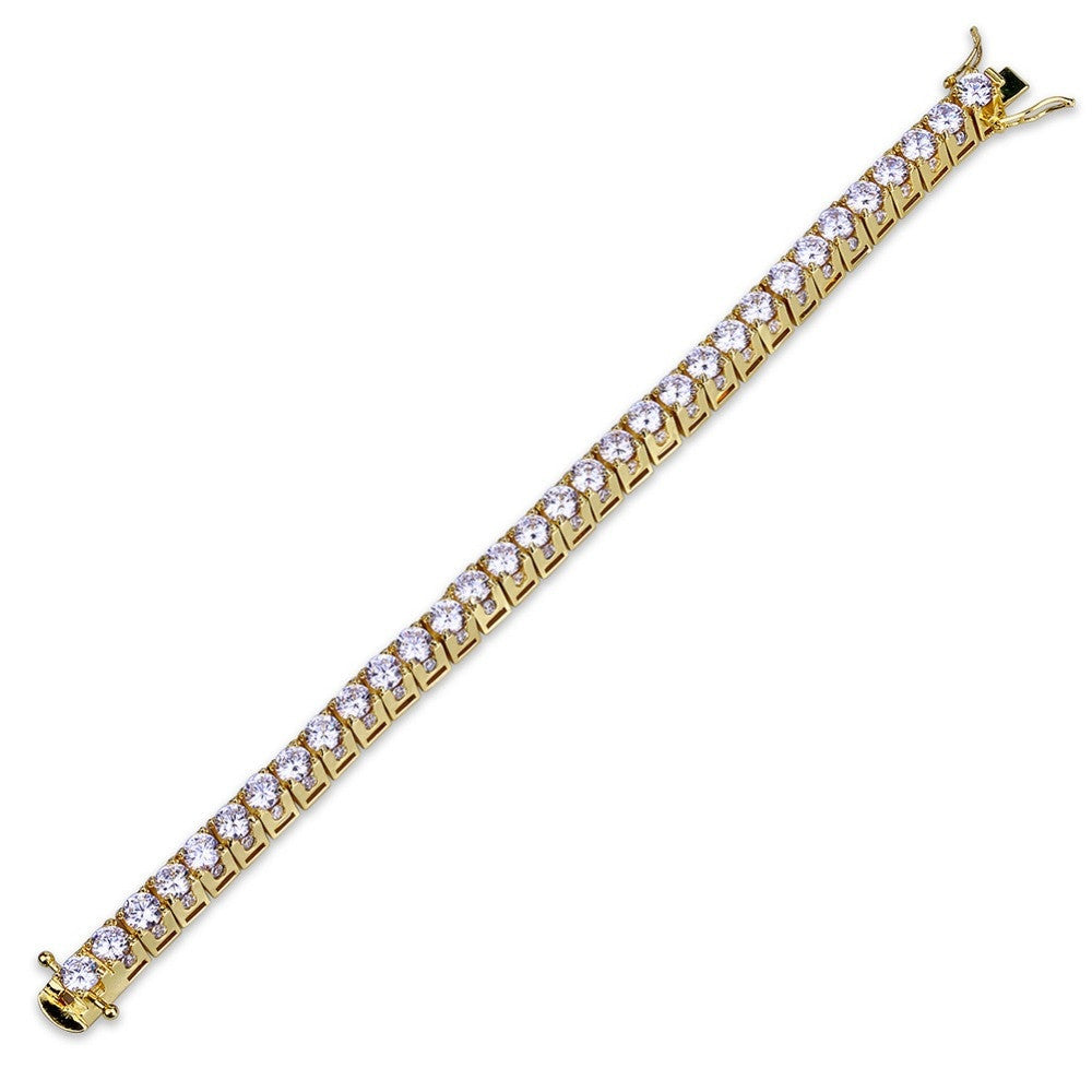 10mm Deep Set Flooded Ice 1 Row 14k Gold Silver Simulate Diamond Tennis Bracelet