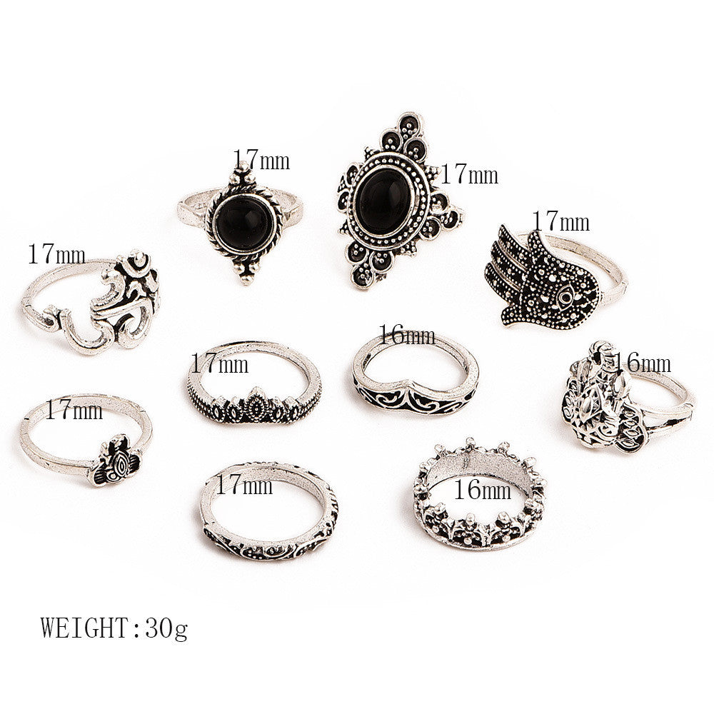 Bohemian Elephant Crown Yoga Fatima 10 Piece Fashion Jewelry Set