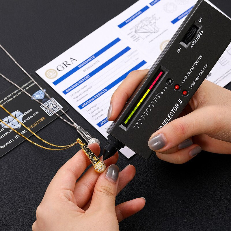 Solid Sterling Silver VVS Genuine Lab Diamond Hip Hop Microphone Chain Pendant