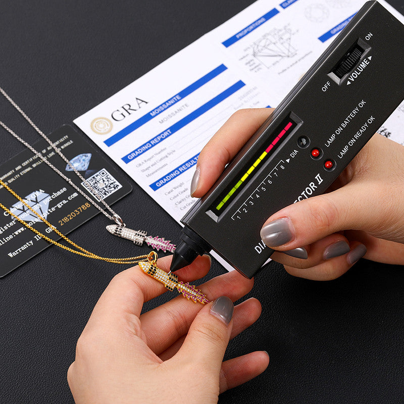 Genuine Diamond Solid 925 Flaming Missile Hip Hop Pendant Chain Necklace