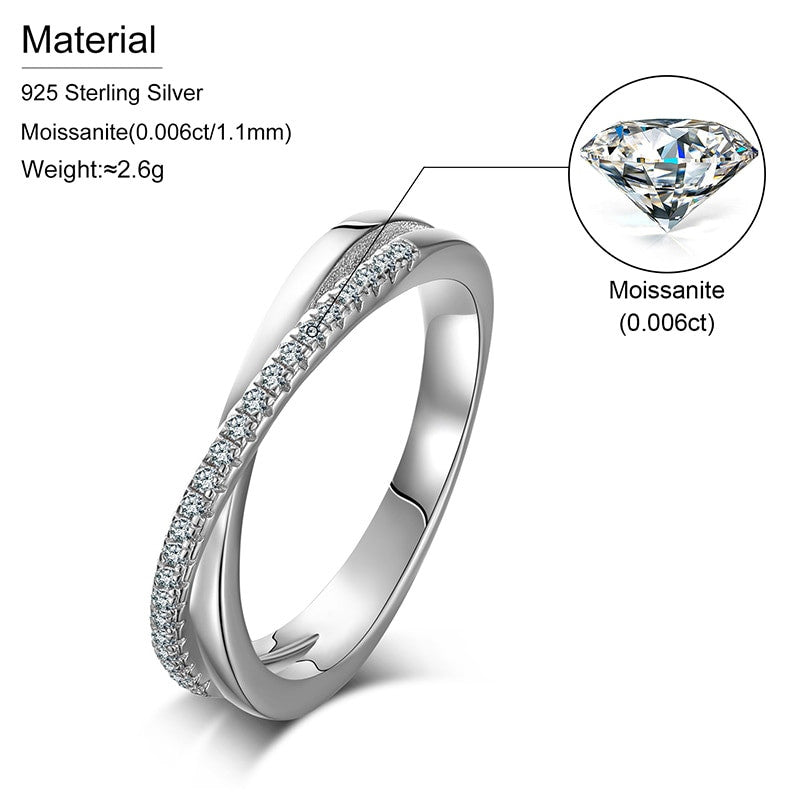 Ladies Genuine VVS Lab Diamond Solid Sterling Silver Criss Cross 4 Prong Set Rings