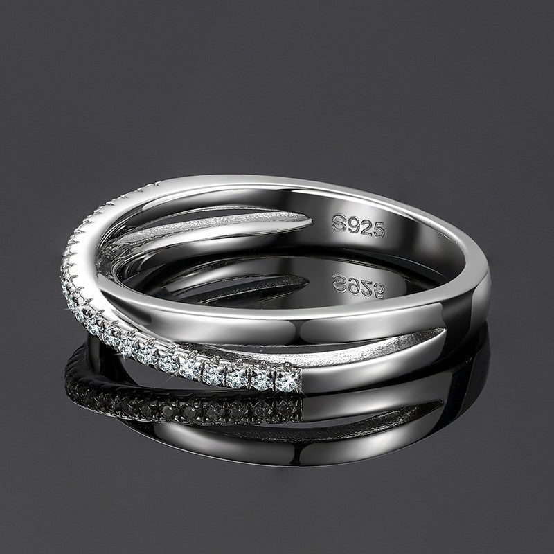 Ladies Genuine VVS Lab Diamond Solid Sterling Silver Criss Cross 4 Prong Set Rings