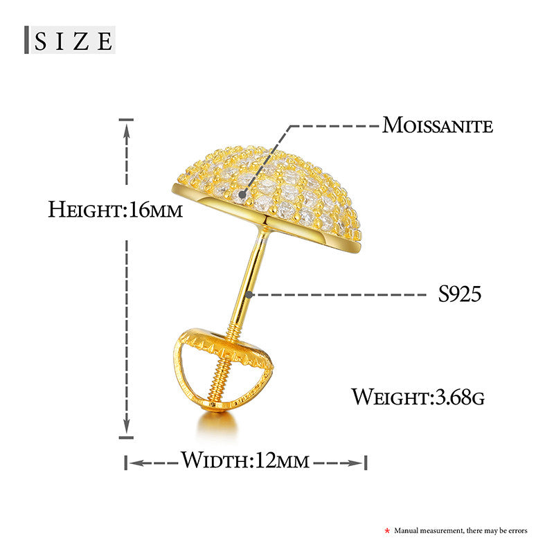 100% Genuine Sterling Silver Lab Diamond Iced Snow Caps Hip Hop Earrings