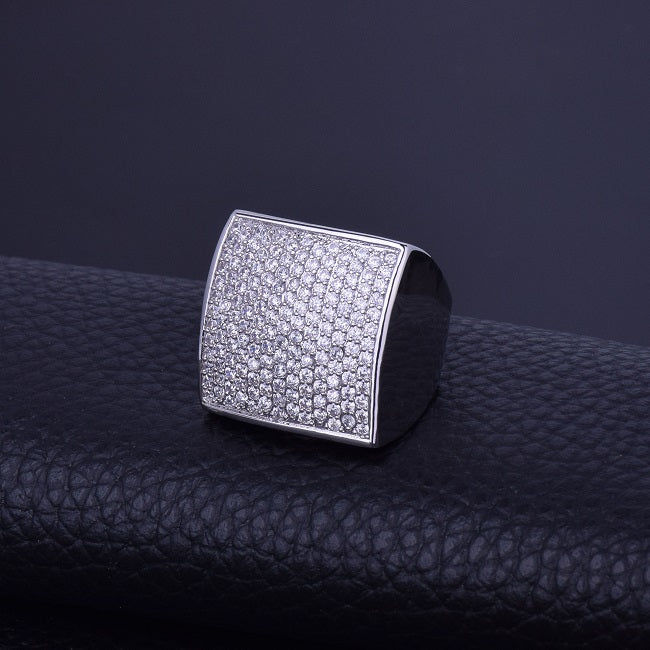 Flawless Ice Block | Micro Pave Flooded Ice 18k Gold .925 Silver Big Boy Bling Ring