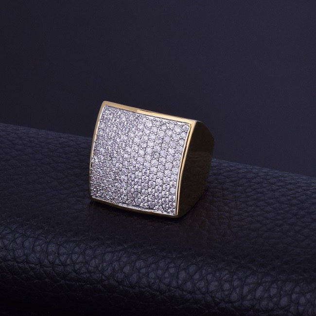 Flawless Ice Block | Micro Pave Flooded Ice 18k Gold .925 Silver Big Boy Bling Ring