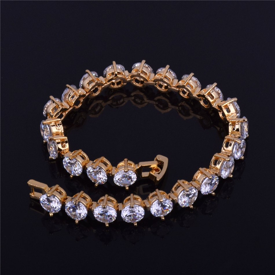 6MM Iced Out Lab Diamond Tennis Chain Bracelet 14k Gold Silver Bracelet