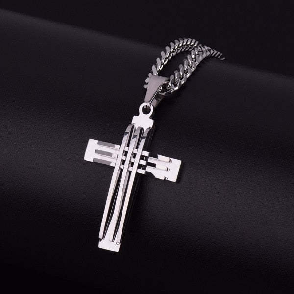 Trinity Cross | Gold Silver Over No Fade Stainless Steel Pendant Chain Necklace