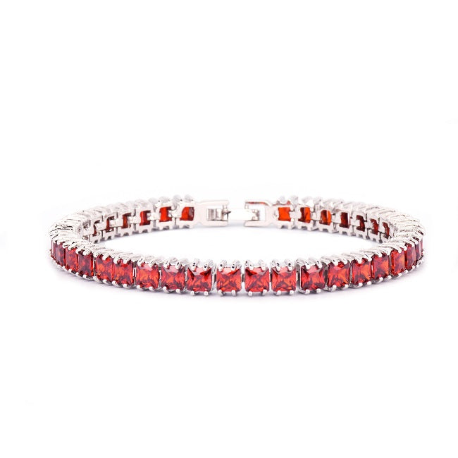 Iced Princess | Colorful VVS Diamond CZ Stone 6mm Princess Cut Tennis Bracelet
