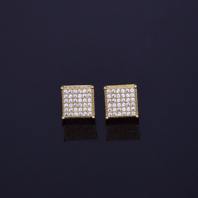 Iced Pillars | Mens VVS Diamond CZ Hip Hop 12mm Earrings 18k Gold Silver