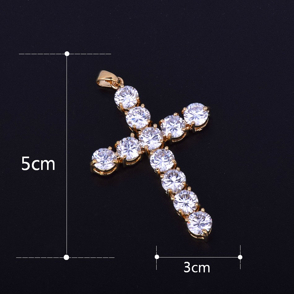 Luxe Stone | 24k .925 Silver Rose Gold Handset 5A Ice Stone Cross Pendant