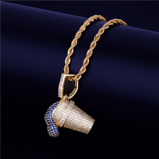 AAA True Micro Pave 24k Gold .925 Silver Lean Cup Drank Hip Hop Pendant Chain Necklace
