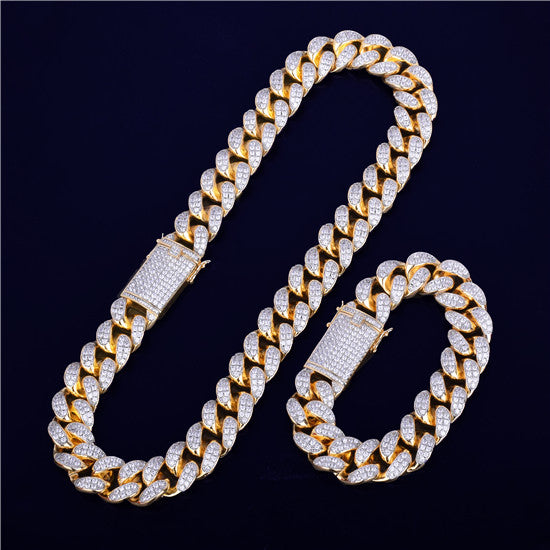 Mens 20mm Bling Heavy 5A True Micro Pave Custom Miami Cuban Link Chain Necklace