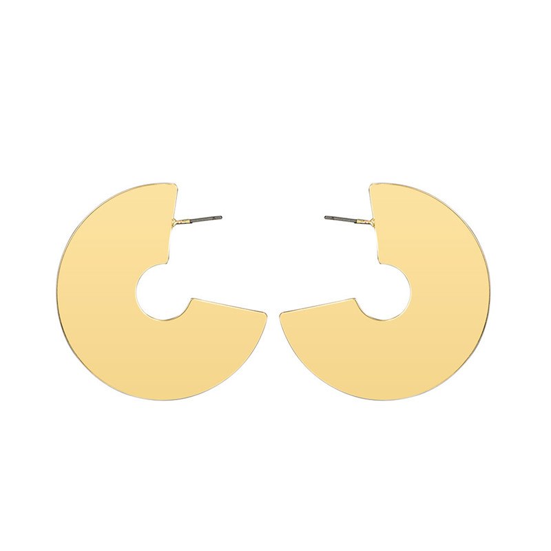 Ladies Gold Silver Semicircle Abstract Drop Earrings