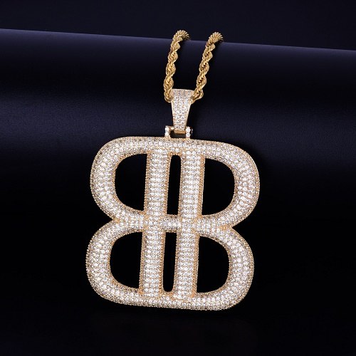 The Big B's Letter Lab Diamond Micro Pave Pendant Chain Necklace