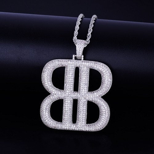The Big B's Letter Lab Diamond Micro Pave Pendant Chain Necklace