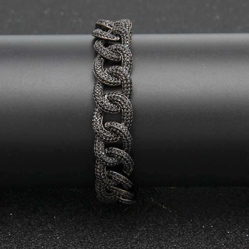 Hip Hop AAA True Micro Paved Bling Iced Out Miami Cuban Link Bracelet