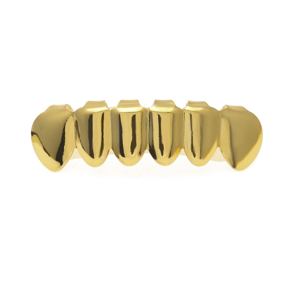 Rose Gold Silver Hip Hop Stripe Teeth Bottom Top Grill Set