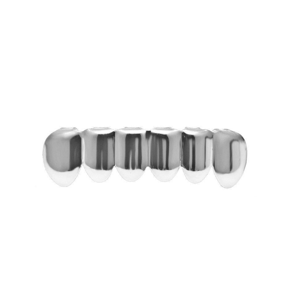Rose Gold Silver Hip Hop Stripe Teeth Bottom Top Grill Set