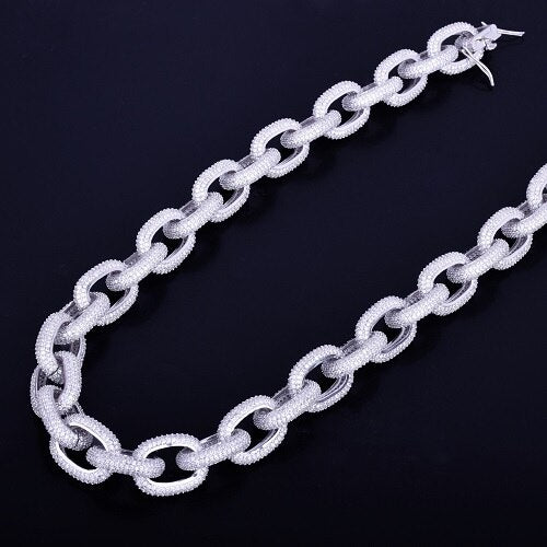 24k Gold .925 Silver 20mm AAA Flooded Iced Micro Pave Big Dog Heavy Hip Hop Chain Neckalce