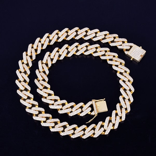Gold Silver Rose Gold 14mm Miami Cuban Choker Square Link Hip Hop Chain Necklace