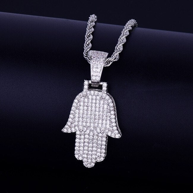 The Hamsa Hand | 18k Gold 925 Silver Micro Pave Iced Blinged Out Pendant