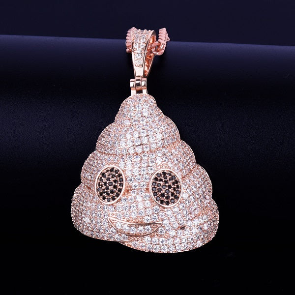 Im The Shiznit | 18k Rose Gold .925 Silver Poop Pile of Poo Emoji Character Hip Hop Chain