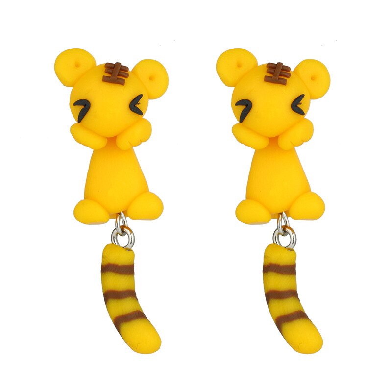 Women's Fashion Handmade Cute Kitten Cartoon Animal Mario Fox Plant Stud Earrings