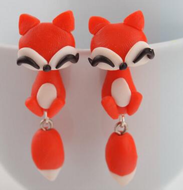 Women's Fashion Handmade Cute Kitten Cartoon Animal Mario Fox Plant Stud Earrings