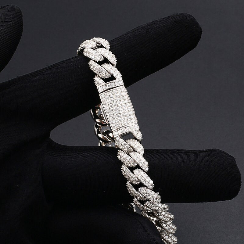 Mens Genuine VVS Diamond 925 Sterling Silver Miami Cuban Link Hip Hop Chain Necklaces