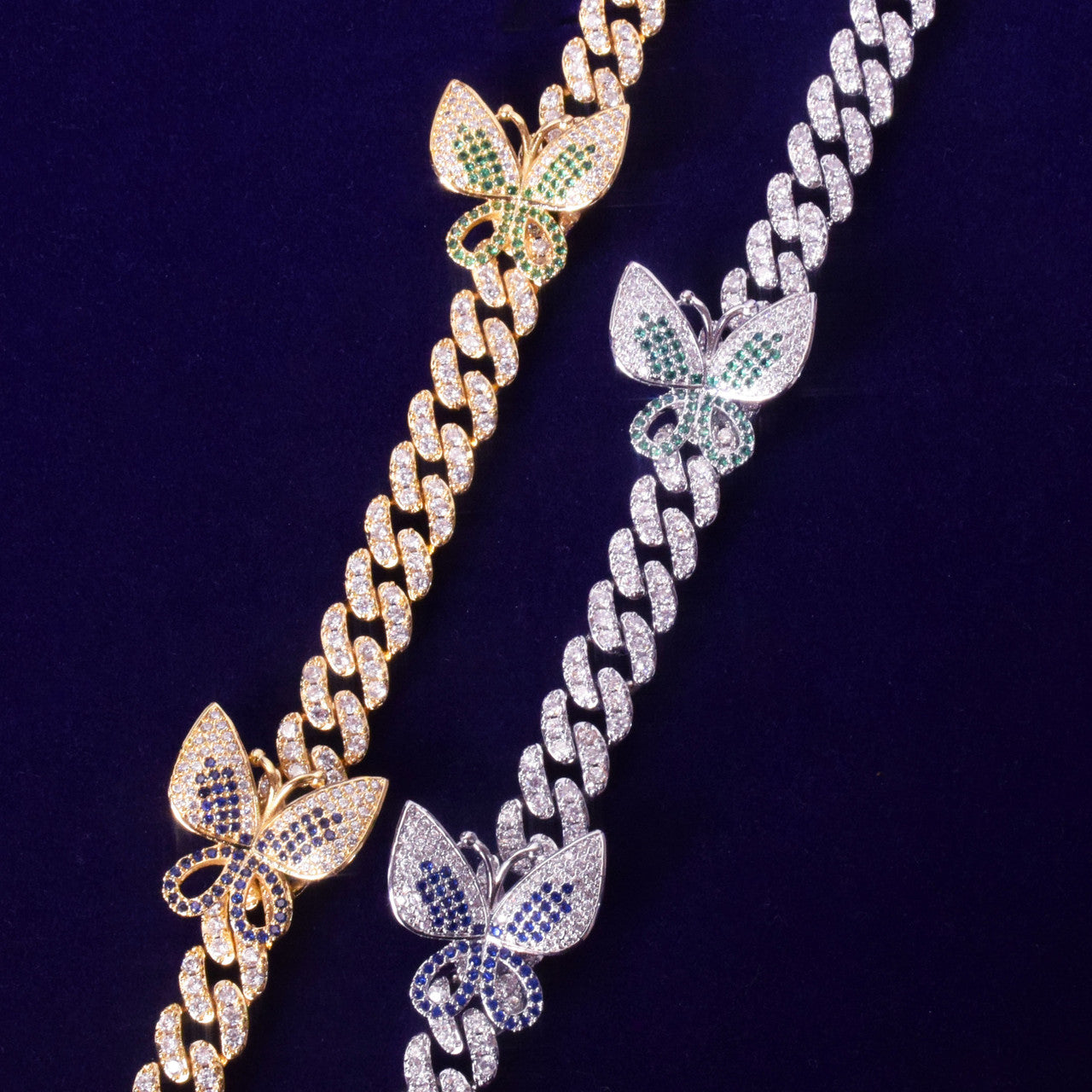 18k Gold .925 Silver Ladies Butterfly Chain Necklace