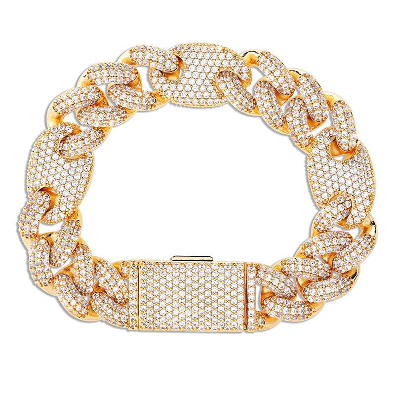 16mm Iced AAA Micro Pave Cuban Link Hip Hop Rose Gold Silver 14k Bracelet