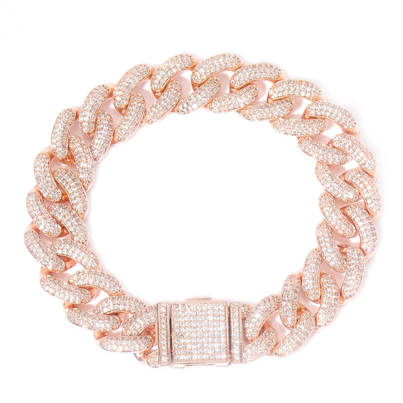 Newest Miami Cuban Link Lock Clasp 14mm Hip Hop Micro Pave Bling Bracelet