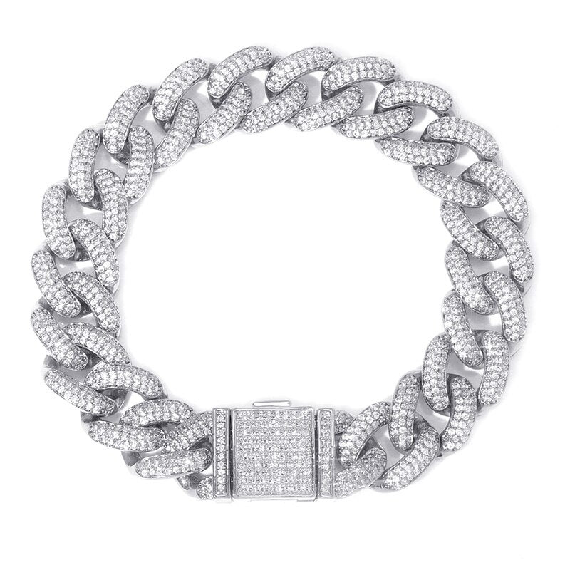 Newest Miami Cuban Link Lock Clasp 14mm Hip Hop Micro Pave Bling Bracelet