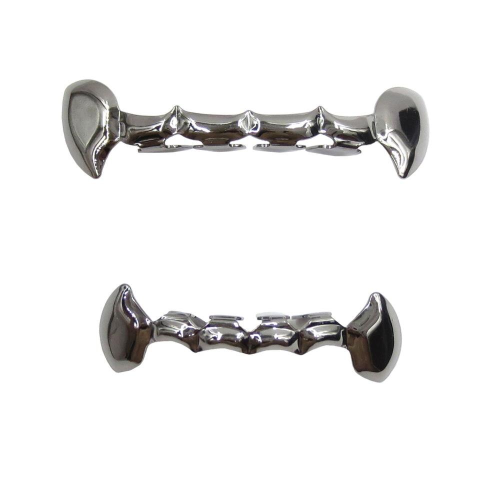 Gold Silver Rose Gunmetal Fang Slim Grillz Top Bottom Set