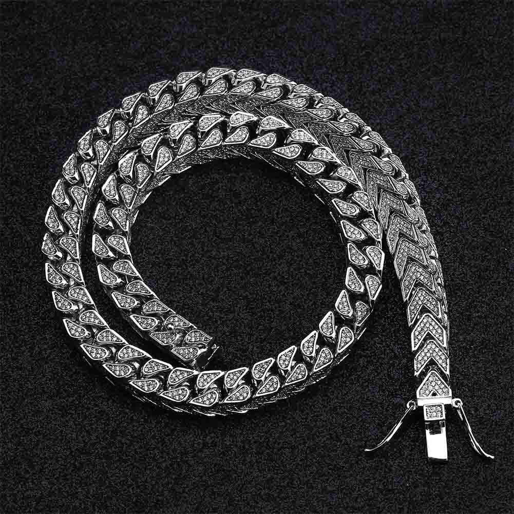 Flooded Ice 8mm Full 3D Franco Link AAA Micro Pave Stone Square Cut Choker Tight Neck Link Chain Necklace