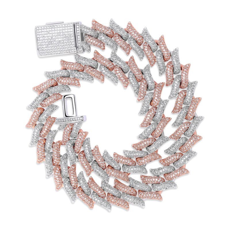 16mm Big Box Clasp 14k Rose Gold Silver Flooded Ice Miami Cuban Link AAA Micro Pave Stone Chain