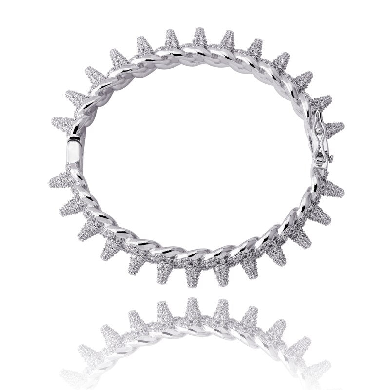 New Spikes Rivets Street Rock Luxury AAA Micro Pave Hip Hop Bracelets
