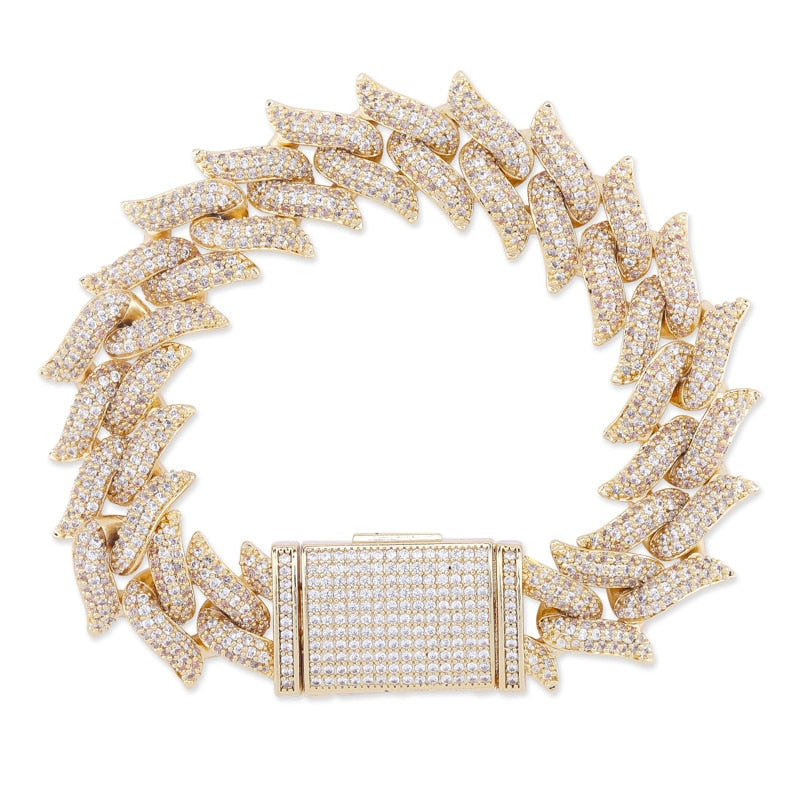 16mm Thorns Miami Cuban Link Lock Clasp AAA Micro Pave Bracelet