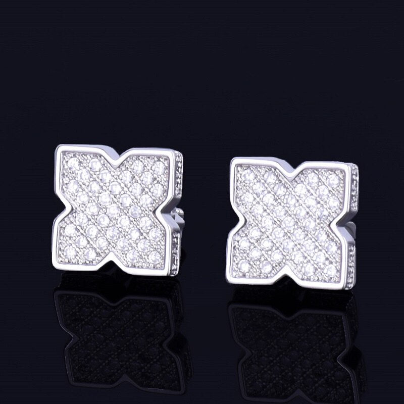 Star Studded | 9MM Silver 14k Gold VVS Diamond CZ Hip Hop Screw Back Earrings