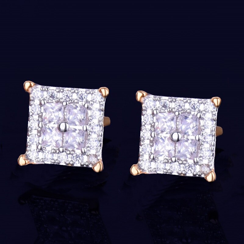 Spot Light | 12MM Hip Hop Square Baguette VVS Diamond CZ Screw Back Earrings
