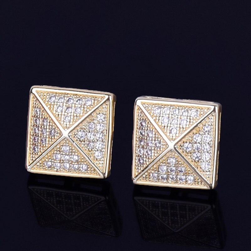 Pyramid Peak | 11MM Square Gold Silver VVS Diamond CZ Hip Hop Earrings
