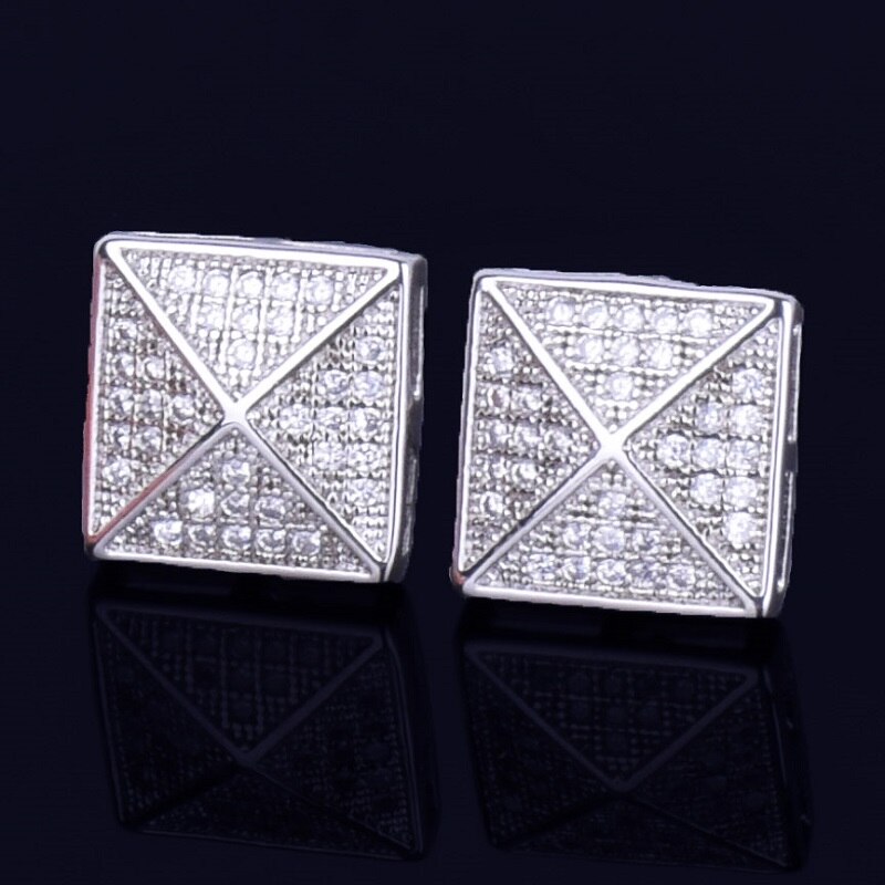 Pyramid Peak | 11MM Square Gold Silver VVS Diamond CZ Hip Hop Earrings