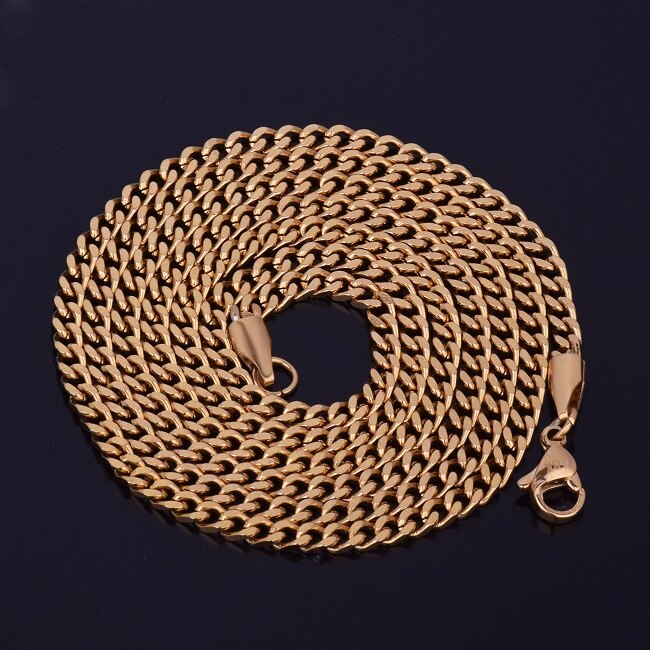 Hip Hop Miami Cuban Link Gold Silver Over Stainless Steel Chain Necklace