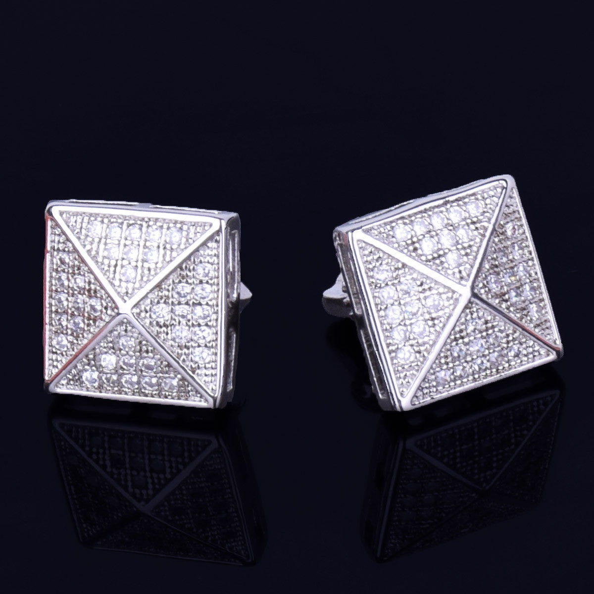 Pyramid Peak | 11MM Square Gold Silver VVS Diamond CZ Hip Hop Earrings