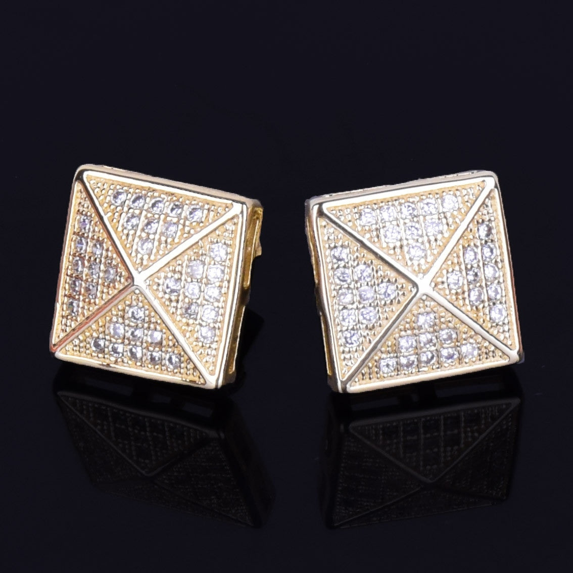 Pyramid Peak | 11MM Square Gold Silver VVS Diamond CZ Hip Hop Earrings