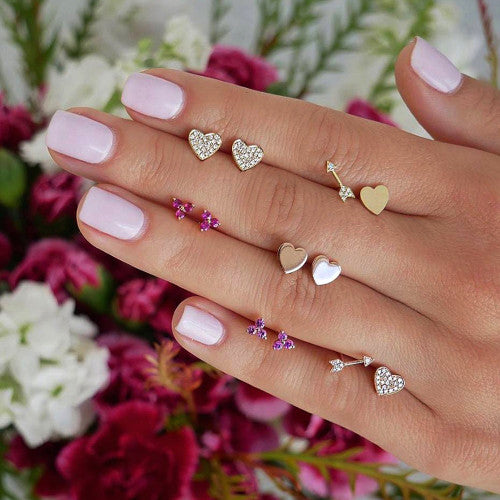 Ladies 12 Pcs Personality Girl Fashion Gold Heart Crystal Arrow Earrings Set