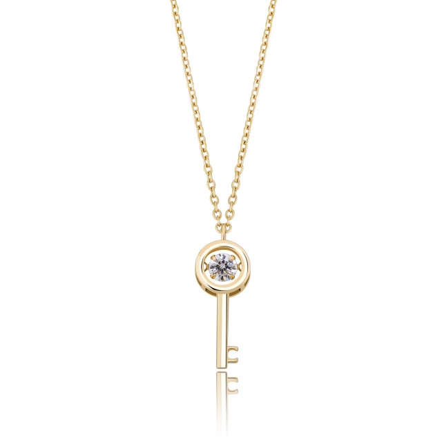 Ladies 14k Gold Over 100% 925 Sterling Silver Retro Skeleton Key Pendant Necklace