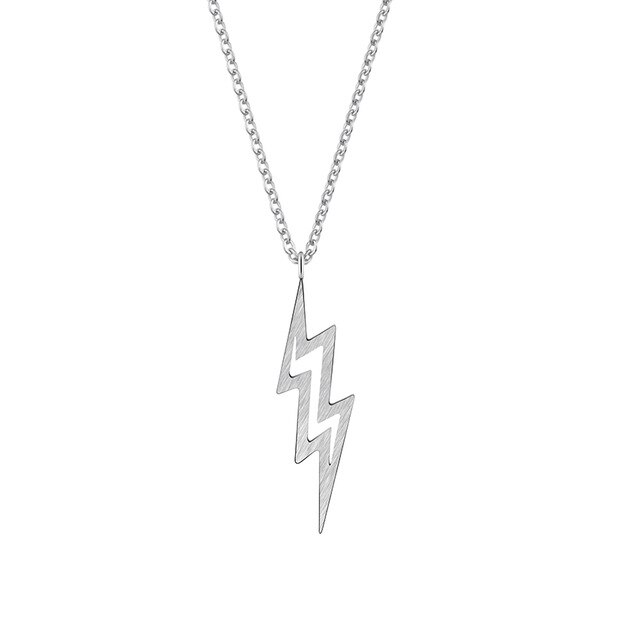 Gold Silver Over Stainless Steel Lightning Bolt Pendant Necklace